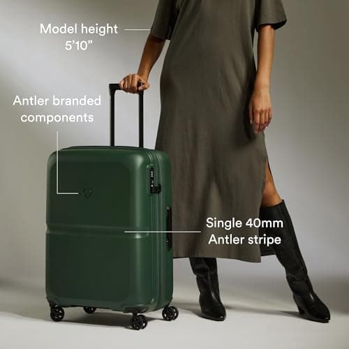 ANTLER - Single Stripe Hard Shell Medium Suitcase - Durable, Lightweight & Expandable, 4 Spinner Wheels - Adjustable Handle, TSA Lock, 68cm - Green — view 4