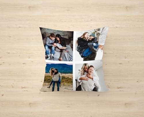 PB TECH Personalised Pillow Cushion Cover, Customised With Four Multi Photo Printed Collage, Gift for Girlfriend, Husband, Wife, Family, Birthday, Mothers Day Keepsake Home Décor Throw Pillow/Cushion. — view 2