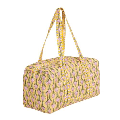 LKGSM Handmade Cotton Quilted Weekender Bag, Floral Indian Print Duffle, Bohemian Overnight Travel Tote for Women, Large Carry-on Luggage, Floral Gym Bag, K, 20x10x10 inches, New Design — view 4