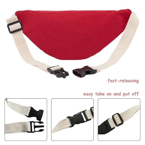 Kids Bumbag, Canvas Fanny Pack for Kids Crossbody Waist Bag for Unisex Toddler Boys Girls (Red) — view 3