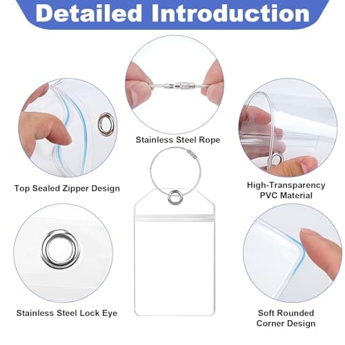 4 Pack Cruise Luggage Tag Holder Clear Waterproof Plastic with Zip Seal — view 3