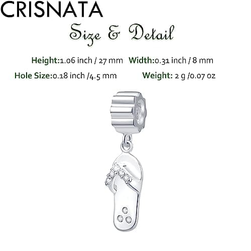 Beach Flip Flop Slipper Pendant Charms Fit Pandora Summer Bracelet, 925 Sterling Silver Dangle Slipper Shoe with CZ Beads, Gifts for Boyfriend/Sister/Travel Souvenir/Honeymoon — view 2