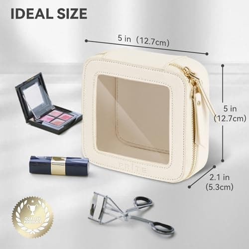 Prite Clear Makeup Bag Cosmetic Case Travel Toiletry Bag, Beige, Mini — view 3