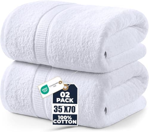 Utopia Towels Premium Bath Sheet, 90 x 180 cm, White, 2 Pack 100% Cotton