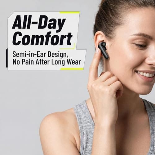 FuJiaXin Wireless Earbuds, Bluetooth 5.4 Earphones In Ear with 4 HD microphone, 40H Playtime, HIFI Stereo In Ear Headphones, IPX7 Waterproof Bluetooth Earbuds, LED Display, Sport/Work/Black — view 5