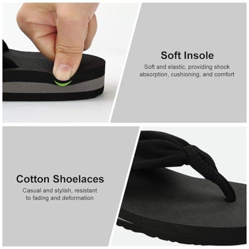 BSBUY Unisex Flip Flops Mens Flatform Beach Flip-Flop EVA Slippers Ladies Girls Yoga Mat Comfortable Beach Travel Platform Sandals Slip-Resistant Flat Flip Flops with Arch Support for Shower(UK:7.5) — view 4