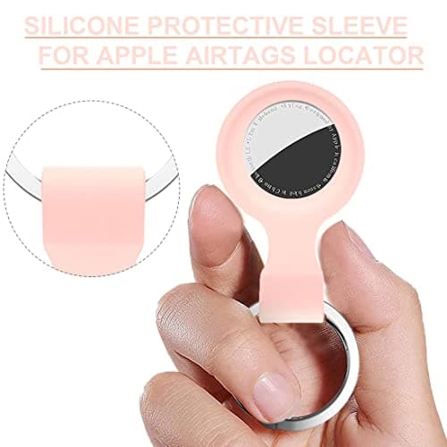 2 Pack Airtag Case Holder for Apple Air Tag, Airtag Case with AntiLost Keychain, Silicone Protective Cover for Kids' Backpacks, Dog Collars, Luggage, MultiColor Protective AirTag Accessories — view 4