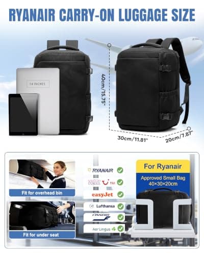 Ryanair Cabin Bag 40x30x20, Wizz Air Underseat Travel Backpack Hand Luggage — view 3