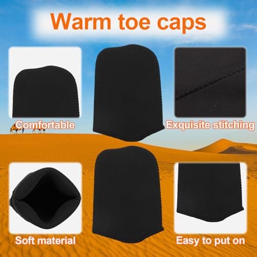 1 Pairs Neoprene Toe Warmers, Reusable & Comfortable Thermal Toe Covers for Ice Bath Cold Plunge Cycling Hiking Winter Sports & Work Boots (Black, Worn Inside Shoes) — view 3
