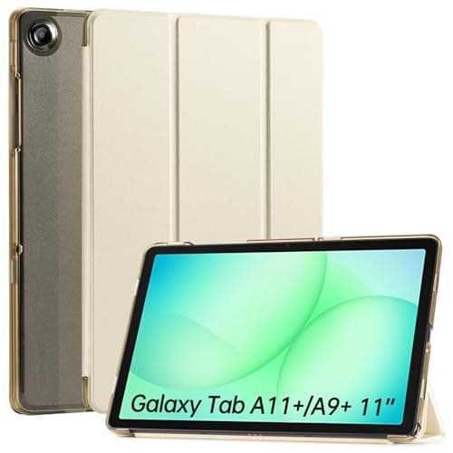 CoBak for Samsung Galaxy Tab A11+ Plus 11 Inch 2025/A9+ Plus 2023 - PU Leather Smart Cover for Tab A11+, Translucent Hard Shell, Multi-Viewing Angles, Gold