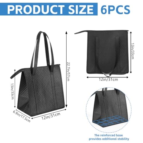 6 Pcs Foldable 12L Cooler Bag with Hard Liner — view 2