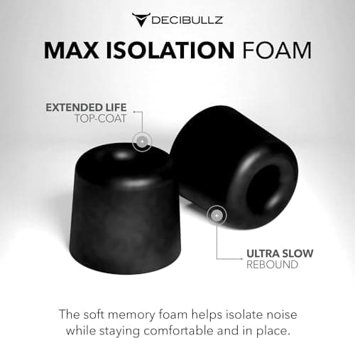 Decibullz Custom Molded Memory Foam Earbud Tips – 5 Pack Small | Comfortable Ear Bud Replacement Tips for Earphones & Earplugs — view 2