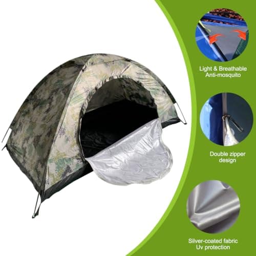 Joygoodta 1 Person Camping Tent, Waterproof Windproof Backpacking Tent with Mesh Vent for Hiking, Beach & Travel, 200x100 cm — view 2