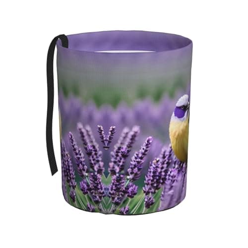 MDATT Bird In Purple Lavender Floral Flowers Car Trash Can Leak-Proof Organizer For Long Road Trips And Family Vacations