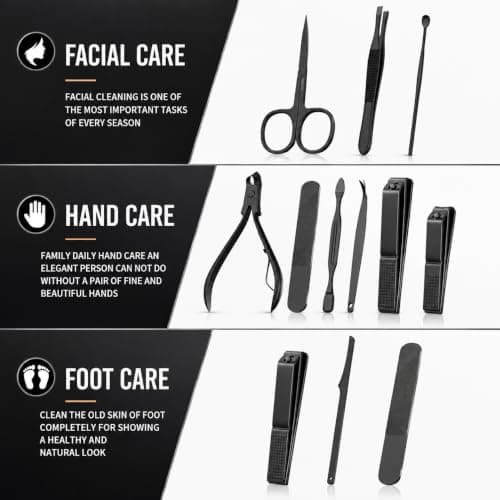 Manicure Set Stainless Steel Nail Care Kit 10 Pieces with Travel Case — view 3