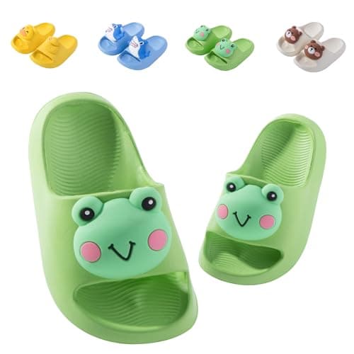 Fadezar Kids Sliders Toddler Summer Slippers for Boys Girls Beach Flip Flops Anti-slip Pool Shower Slide Sandals for Children Green 762 Toddler UK 7.5/8 (Label Size 170mm)