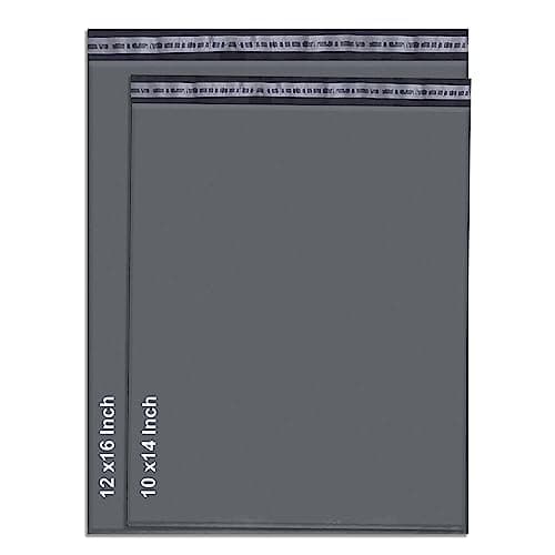 JeeJaan® 50 Pcs Mixed Grey Postage Bags 10 x 14 & 12 x 16-2 Sizes 25 from Each Poly Postal Self Seal Bags Envelope Postal Courier Shipping Mailers Ideal for Shipping Purpose Mixed Grey Mailing Bags