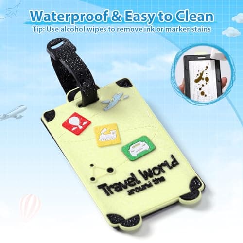 Alyvisun 4 Pcs Luggage Suitcase Tags with Waterproof ID Card, Light Color — view 4
