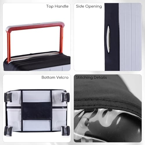 PUMHUBO Wide Handle Luggage Cover - Retractable Travel Suitcase Covers for Luggage, Transparent PVC Suitcase Protector Cover, Regular, 24 inch (Right Opening), Wide Handle Luggage Cover — view 5