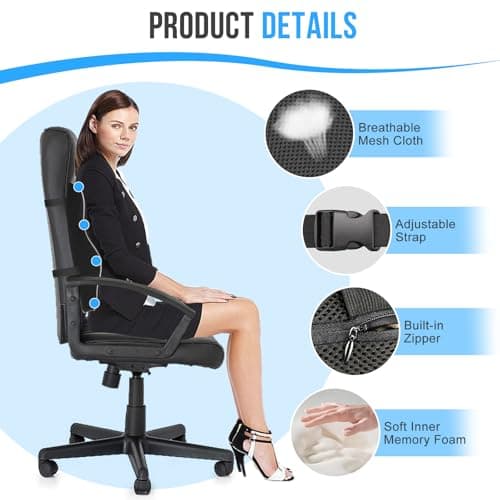 GOXIFACA Lumbar Support Cushion, Memory Foam Back Support for Office Chair — view 5