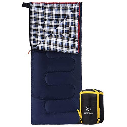 REDCAMP Cotton Sleeping Bag for Adults,3-4 Season,Thick,Navy Blue 4lbs