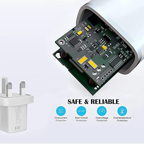 KP TECHNOLOGY Multi Port Fast Charger For HMD Vibe 2 5G / Aura² / Fuse/Crest/Crest Max/Fusion - X1 / Barça Fusion/Key/Skyline / XR21 / Pulse/Pulse Pro/Plus + (Cable + Plug) (WHITE) — view 3