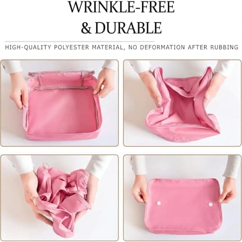 LANSKLBD 6/8 Set Packing Cubes for Suitcases Travel Luggage Packing Organizers,Travel Accessories Essentials Luggage Organizer with Shoe/Tioletry/Laundry Bag (Pink, 6 set) — view 3