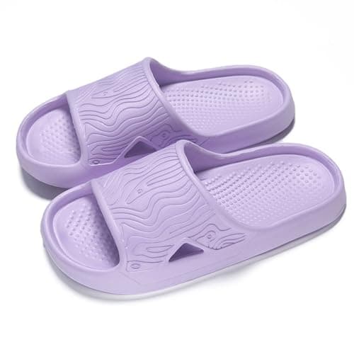 Unisex Summer Thick Soled Indoor Slippers for Home, Non-Slip Soft Sole Bathroom Slippers with Cushioned Support, Lightweight Slide Sandals for Men and Women, Easy to Clean (Purple, 5) — view 3