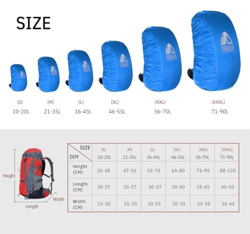 Unigear Anti-Rain Backpack Cover, 10-90L Waterproof Dustproof Durable Abrasion Resistant Protective Cover for Camping, Hiking, Travel, Cycling (Blue, S) — view 3