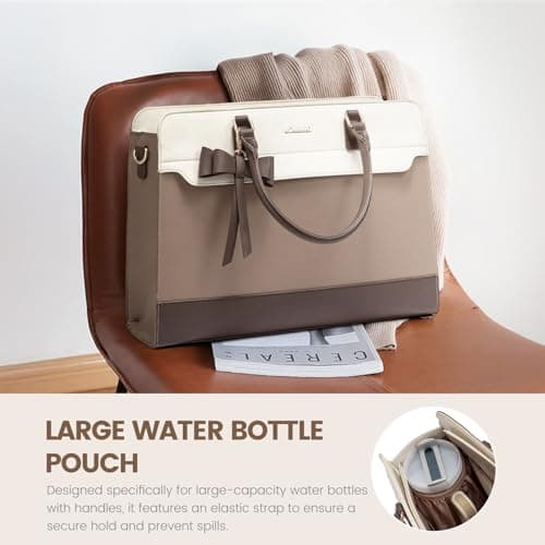 LOVEVOOK Laptop Handbags for Women, 15.6 Inch Ladies Work Bags Large Tote Bags with Compartments, PU Leather Womens Handbag Shoulder Bag for Office School Teacher Shopping Business — view 3