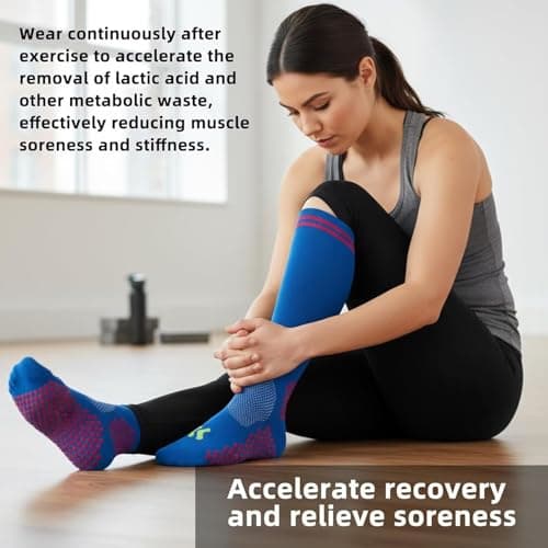 Gcbiger Compression Socks (3 Pairs) for Men Circulation 20-30 mmhg Medical Compression Stockings Women Nursing (02 Black+Blue+White, S-M) — view 3