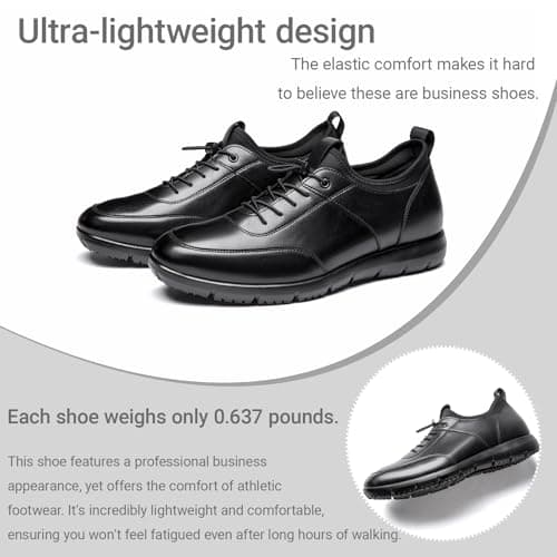 Poerkan Men's Lightweight Business Walking Shoes - Arch Support & Odor-Resistant | PT Approved Black — view 4