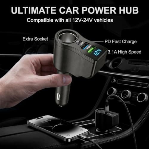 4 In 1 USB C Car Charger 66W [PD3.0 + Dual USB A Port] 4 Ports USB — view 3