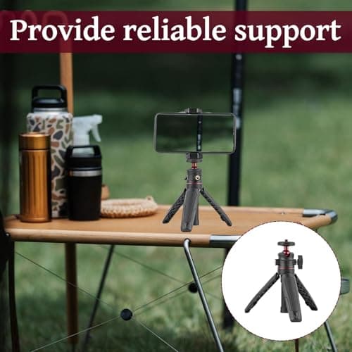 Compact Travel Tripod Portable Mini Camera Tripod Extendable Desktop Holder with 360° Ball Head & 1/4" Screw - Compatible with Sony ZV1/RX100, Canon G7X, Fujifilm X100V, Leica Q2, DJI Action Cameras — view 4