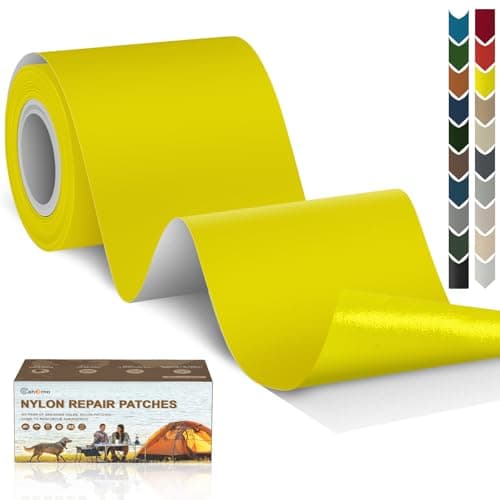 Cahomo Nylon Repair Patch 7.62x200 cm Nylon Repair Tape Self Adhesive Nylon Fabric Tape Outdoor Camping Gear Nylon Repair kit for Tent, Umbrella, Down Jackets, Sleeping Bag, Knapsack (Yellow)