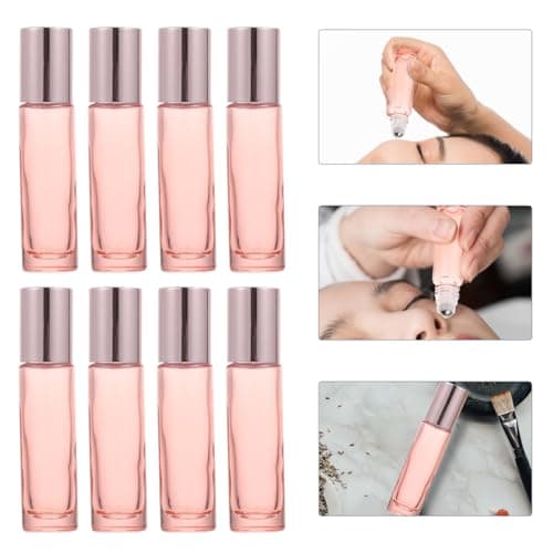 CIMAXIC 12pcs Frosted Glass Roller Bottles with Rose Gold Caps Essential Oil Blends Storage Travel and Home Bottles for Aromatherapy and Perfume — view 5