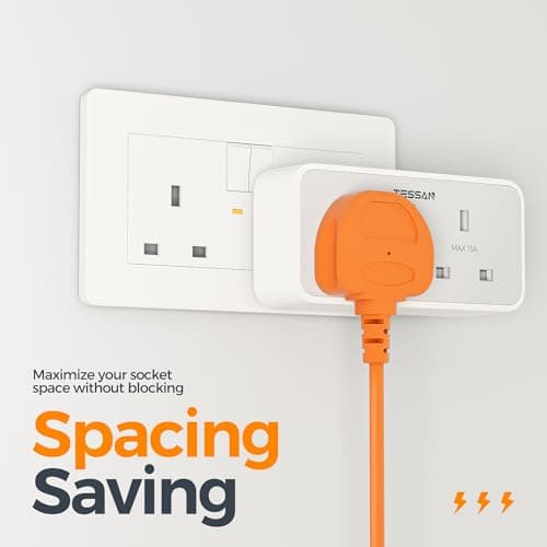 TESSAN Double Plug Adapter UK with 2 USB — view 5