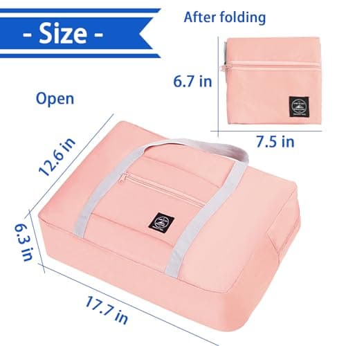 Travel Bag 12 Packes Carry on Luggage Foldable Duffel Bag Sports Gym Bag Weekender Overnight Bag Water Resistant Nylon Travel Duffel for Men Women (Pink 12PCS) — view 2