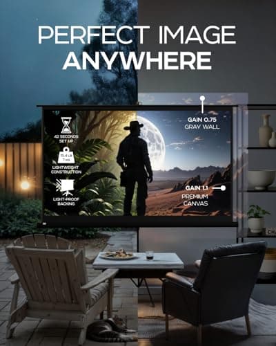PropVue Projector Screen with Stand 84 inch - 16:9 HD Premium Wrinkle-Free Tripod Screen for Projector with Carry Bag and Tight Straps — view 5