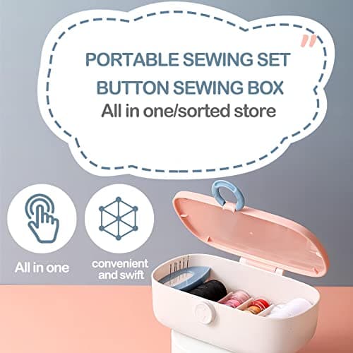Skyzone Sewing Kit for Adults,Portable Sewing Box with Sewing Accessories Needle and Thread Set for Home Travel Sewing Tool Set(Pink) — view 3