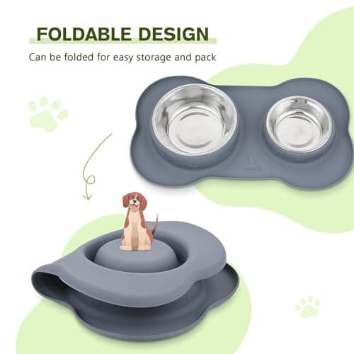 pecute Dog Bowls Non-Slip, Stainless Steel Double Bowls Set For Cats & Dogs — view 4
