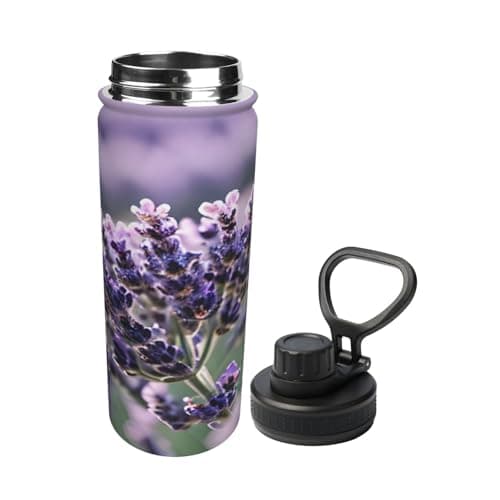 Lavender Flower Double Wall Leakproof Print Insulated Kettle,Travel,Gym,Cycling,Camping,Etc — view 2