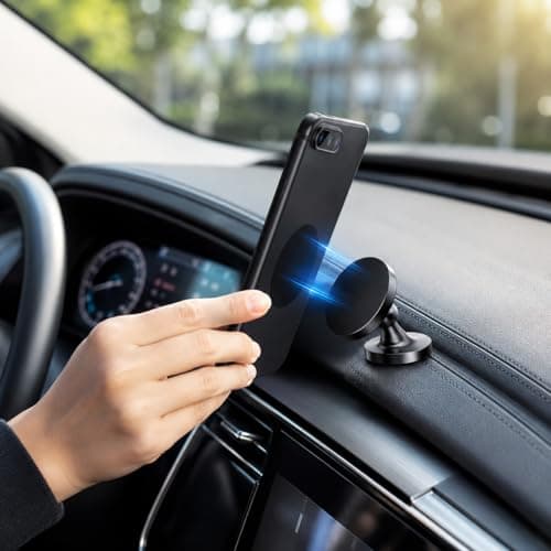 Qinoc Metal Plates for Mobile Magnetic Mount - Universal Replacement Plate Metal Disc with Strong Adhesive for Car Mounts, Magnetic Phone Holder - 2 Rectangle and 2 Round (All Black) — view 5