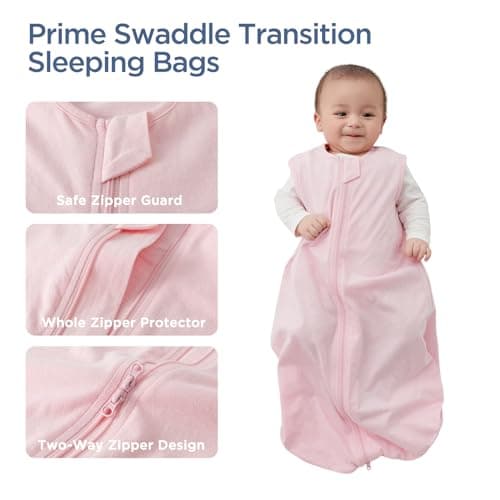 Duomiaomiao Baby Sleeping Bag 2 Pack 0.5 Tog Sleep Sack, Baby Summer Sleeping Bag 100% Cotton Baby Wearable Blanket Unisex Toddler Newborn Sleep Bag 0-6 Months, Flower&Pink — view 4
