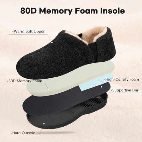 LongBay Men's Slippers Memory Foam House Shoes Winter, Dark Grey 10/11 UK — view 5