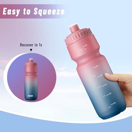 SLUXKE 32oz Bicycle Water Bottle 2Pack, 1000ml Sports Squeeze Bottle BPA Free, Durable Cycling Water Bottle Fits Most Bike Cages — view 3