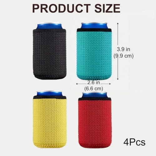 4 Pcs Can Cooler Sleeves,Non-Slip Beer Cooler,Rubber Insulated Cover,Portable and Durable,Consistent Temperature Protection,Ideal for Soda,Beer,and Water Bottles,As Well As Parties and Holiday Events — view 2