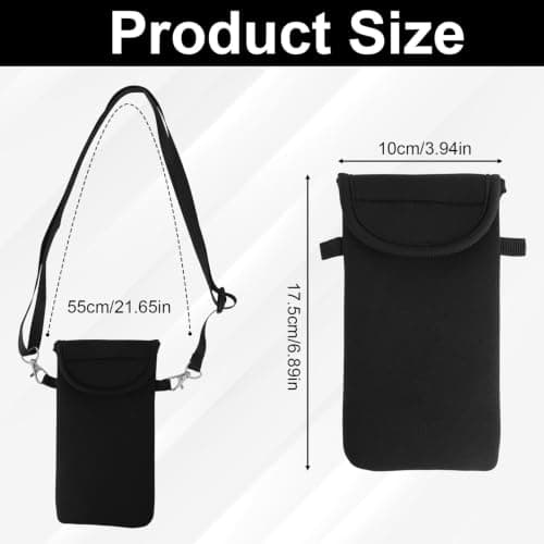 XIHIRCD Universal Cell Phone Pouch with Neck Strap, Black — view 2