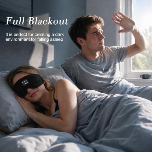 Hittriu Sleep Mask Headphones Bluetooth, Velvet Blackout Eye Mask Sleepers — view 3