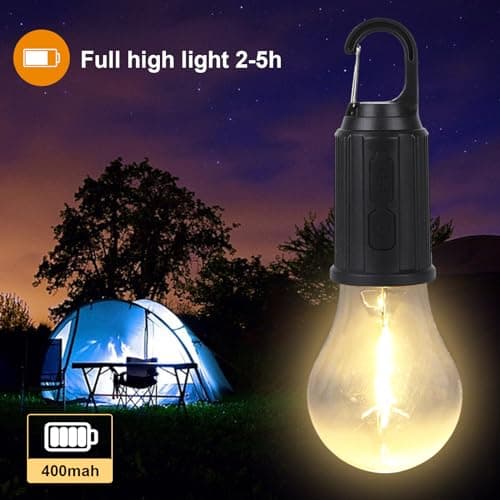 Rechargeable Camping Lights for Tents, 2 Pack Retro LED Camping Tent Lantern 3 Lighting Modes Tent Lamp Portable Emergency Camping Lights with Clip Hook for Camping Hiking Fishing, Backpacking — view 2